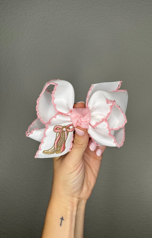 Cowboy Boot Crochet Edge Bow