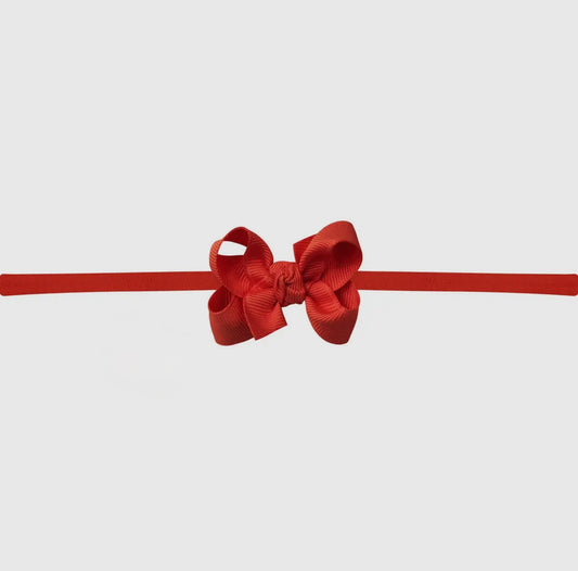 Red Nylon Headband w/ Grosgrain Bow