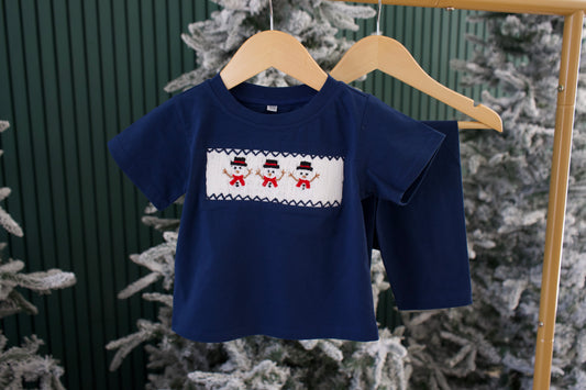 Hand Smocked Snowman Set