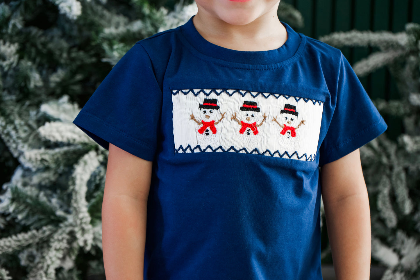 Hand Smocked Snowman Set